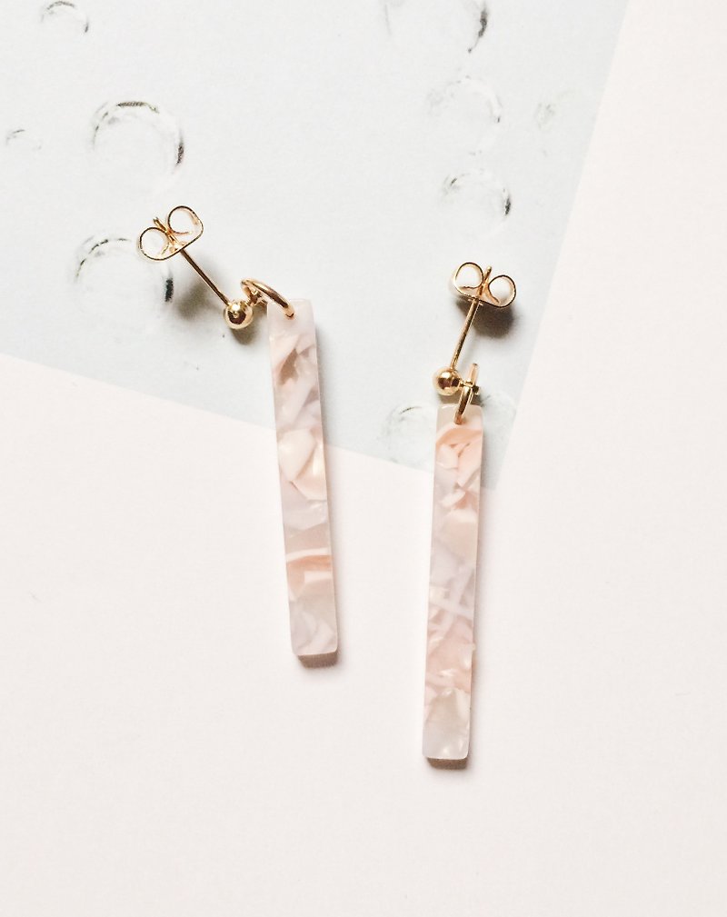 La Don - Stone Strips - Light Pink Ears / Ear Clips - Earrings & Clip-ons - Resin Blue