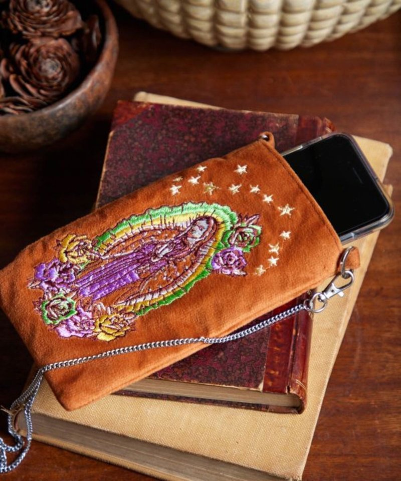 [Popular Pre-order] Mexican Patron Saint Guadalupe Embroidered Crossbody Mobile Phone Bag (2 Colors) IAWP4362 - Messenger Bags & Sling Bags - Polyester 