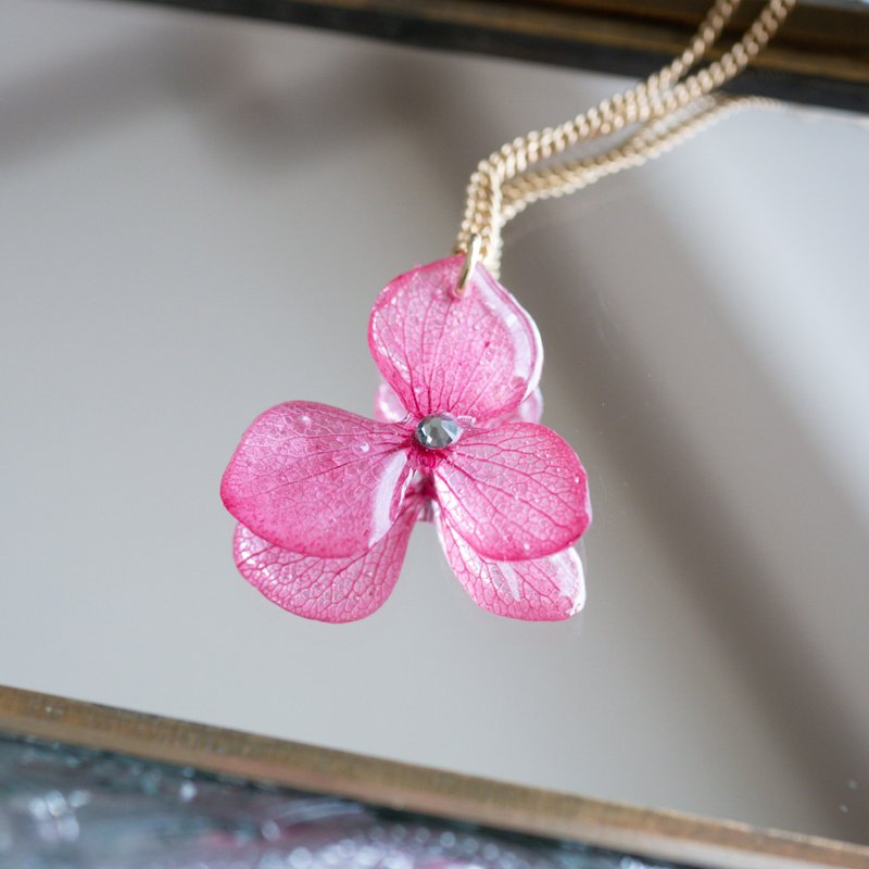 紫陽花ネックレス　ピンク 　14kgf変更可能　N-265 - 項鍊 - 樹脂 粉紅色