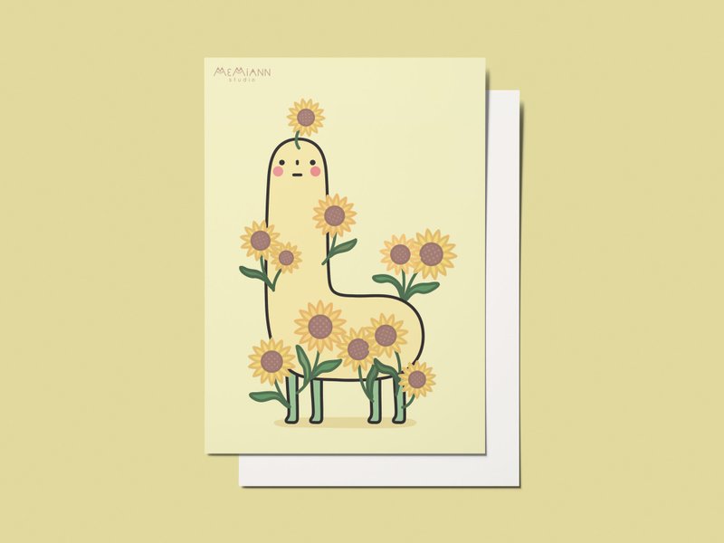 Postcard Babo Sunflower - 卡片/明信片 - 紙 黃色