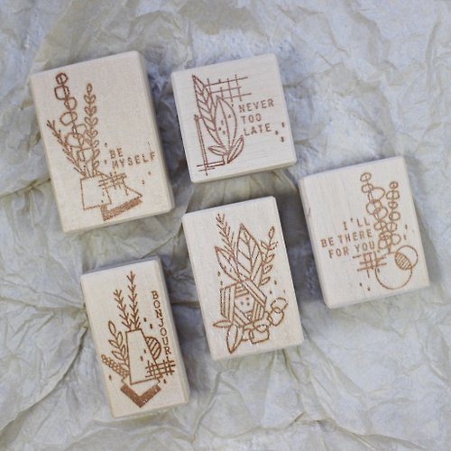 Set of 5 antique flower stamps - Shop Beach Field Stamp Stamps & Stamp Pads  - Pinkoi