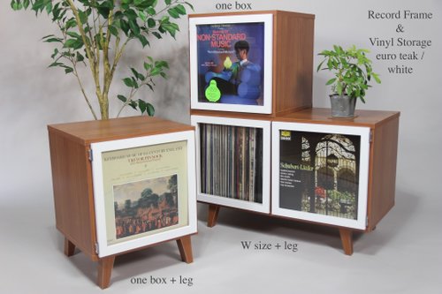 チークとホワイトのLPフレーム アンド レコード収納 ** おしゃれ