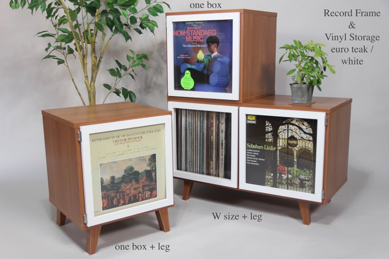 Art Vinyl Record Storage **Lp Frame Display One Box Cabinet Cube Crate 33rpm - ตู้เสื้อผ้า - ไม้ สีนำ้ตาล