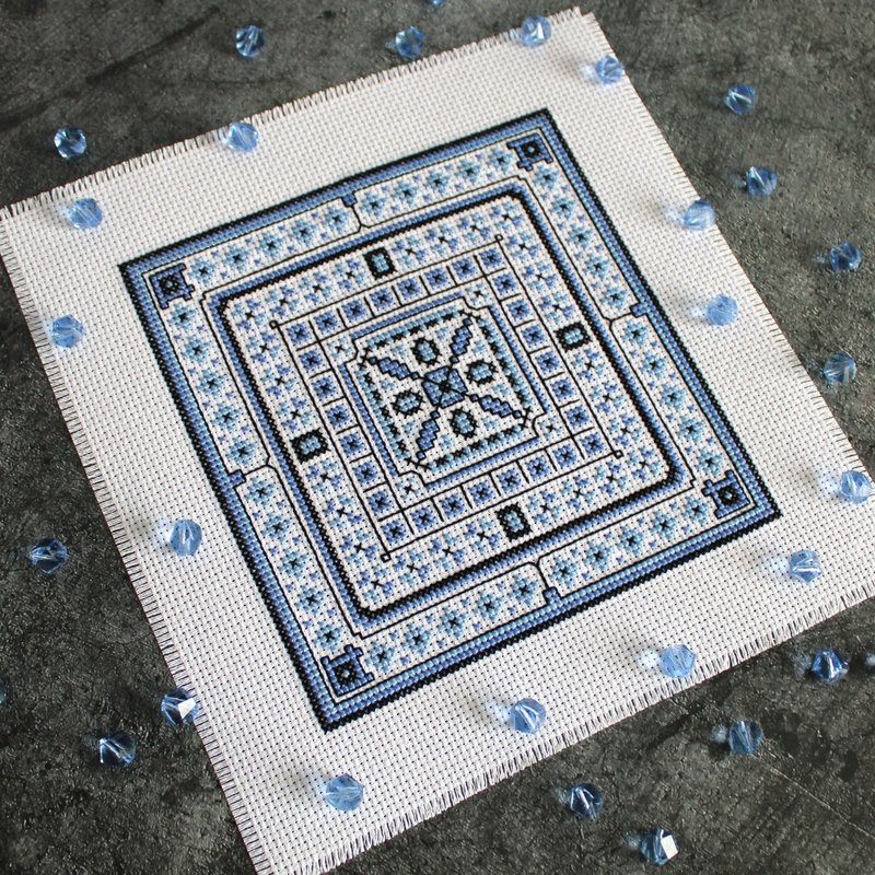 Cross stitch pattern Geometry, simple cross stitch chart PDF - Logo 設計/圖案設計 - 其他材質 