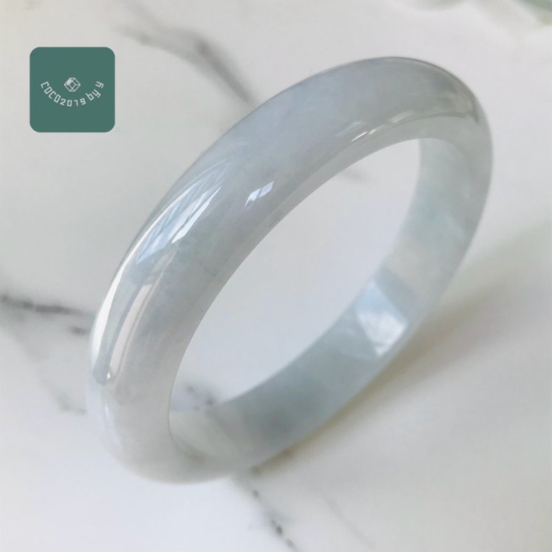 天然翡翠手鐲 緬甸產 59.2mm B300-0205 - 手鍊/手環 - 玉石 白色