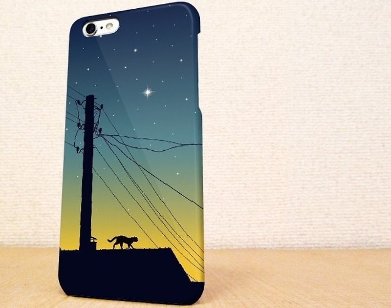 (Free shipping) iPhone case GALAXY case ☆ Twilight cat smartphone case - Phone Cases - Plastic Black
