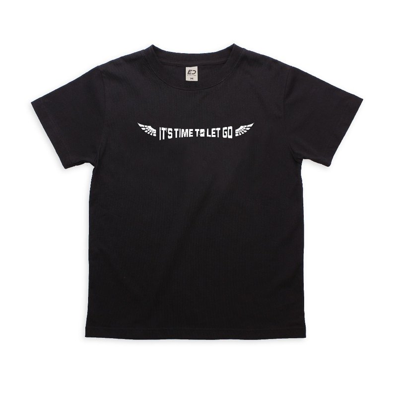 【捍衛戰士】Time to let go 翅膀款  短T/男T恤/女上衣/T-Shirt - 男 T 恤 - 棉．麻 黑色