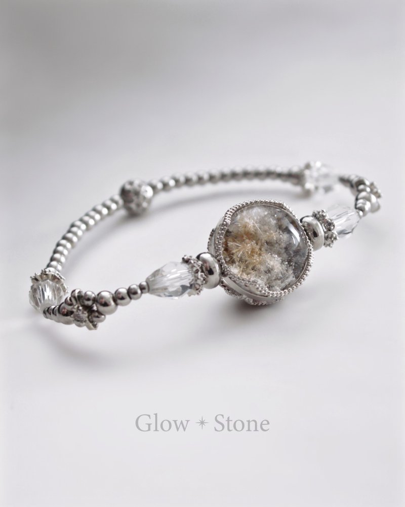 Blue and White Flash Sand Ghost Symbiosis Blonde Flower Bracelet - สร้อยข้อมือ - คริสตัล สีใส