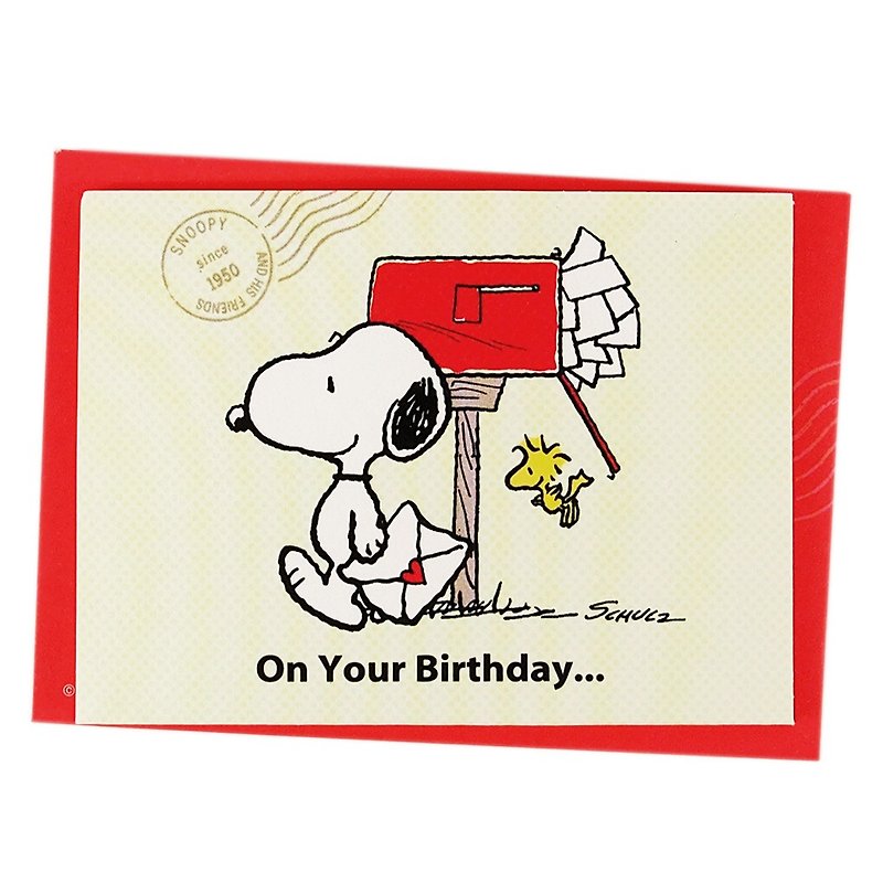 Snoopy brings you a lot of happiness on your birthday [Hallmark-Small Gift Card] - การ์ด/โปสการ์ด - กระดาษ สีแดง