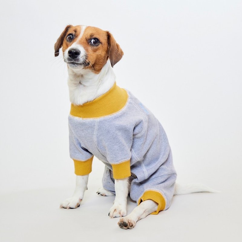 ACTIVE DOG ROMPERS - GREY/YELLOW - Clothing & Accessories - Cotton & Hemp Gray