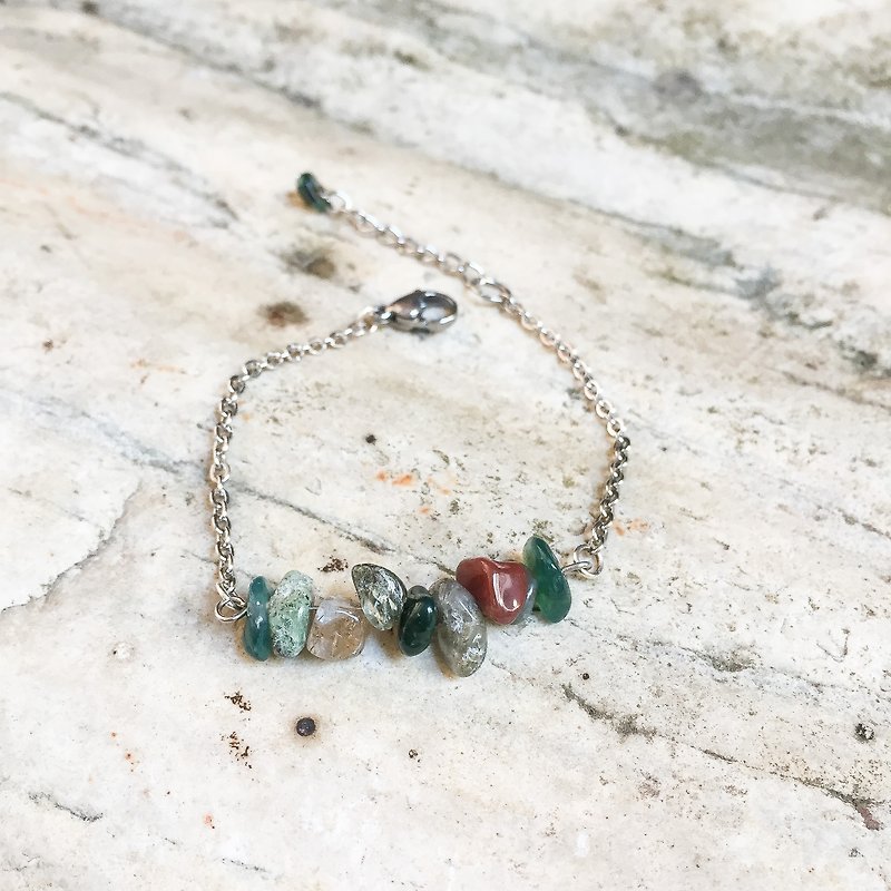 Vintage Jewelry Box | Indian Onyx | Natural Ore Bracelet - สร้อยข้อมือ - หิน สีเขียว