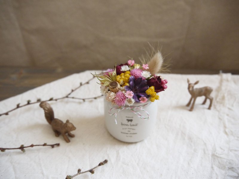 [I] fat round ceramic flower rustic flavor of dried flowers table flowers - ตกแต่งต้นไม้ - พืช/ดอกไม้ ขาว