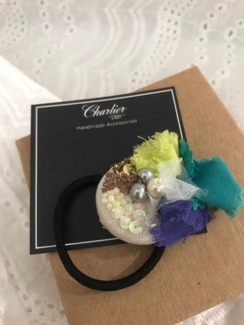 Charlierstory Handmade Beaded Embroidered Hair Ties - Hair Accessories - Thread Multicolor