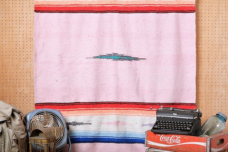 ヴィンテージ手織りメキシコの毛布 - ピンクのトーテム - 毛布・かけ布団 - コットン・麻 ピンク