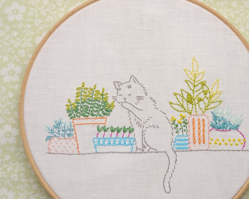 Digital Download PDF | Hand embroidery pattern, DIY gift, Cat, wall decor - คอร์สงานฝีมือ/หนังสือคู่มือ - วัสดุอื่นๆ 