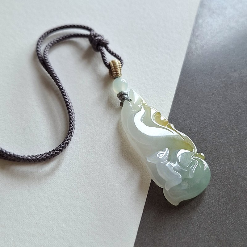 翡翠九尾狐吊墜 | 天然緬甸翡翠 | 玉器玉墜 - 項鍊 - 玉石 