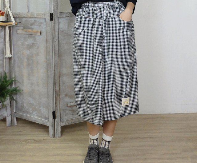 Plaid Full Sweep Elasticized Waistband Skirt