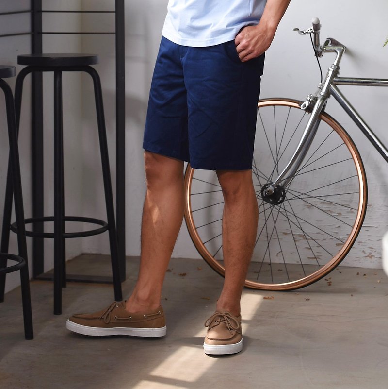 MEN'S KHAKI SHORTS∣Straight Cut ‧ 4 Color Slim Comfy ‧ Mid-Rise Half-Elastic - กางเกงขาสั้น - ผ้าฝ้าย/ผ้าลินิน 
