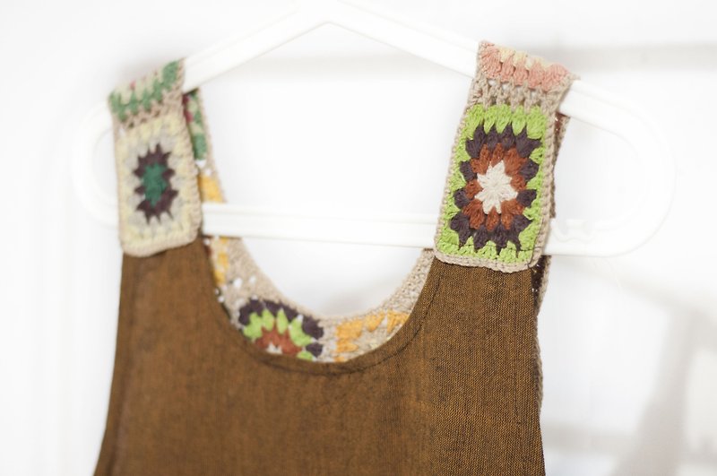 Crochet cotton Linen dress / Boximiya Dress / flowers dress / dress hand embroidery - Desert Flower Color - One Piece Dresses - Cotton & Hemp Multicolor