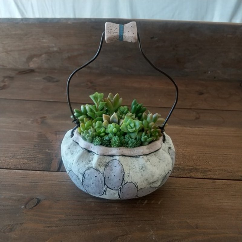 Basket-shaped flowerpot, purple - Plants - Pottery Purple