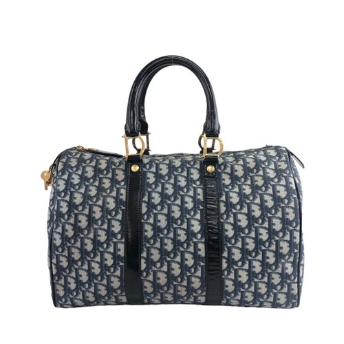 Dior トロッター　エナメル　PVC ハンドバッグ　ネイビー 日本直送 名牌中古包 】Christian Dior ディオール トロッター