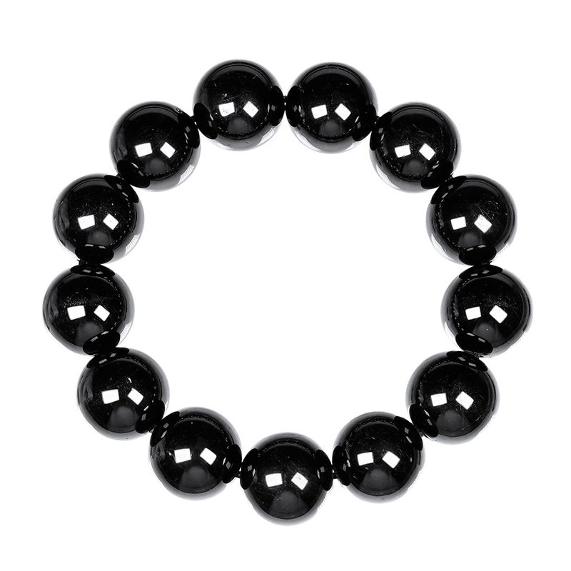 Black Tourmaline 16mm Bracelets - สร้อยข้อมือ - เครื่องประดับพลอย หลากหลายสี