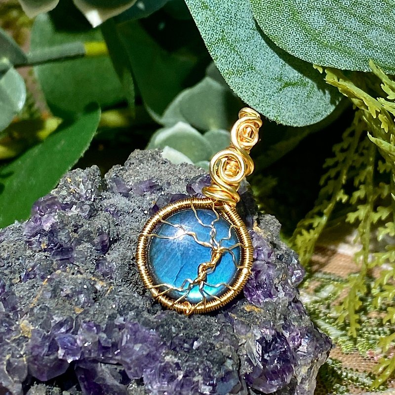 Energy Crystal Necklace-Shi Ran-Labradorite/Crystal/Ore/Tree of Life/Necklace - สร้อยคอ - คริสตัล สีน้ำเงิน