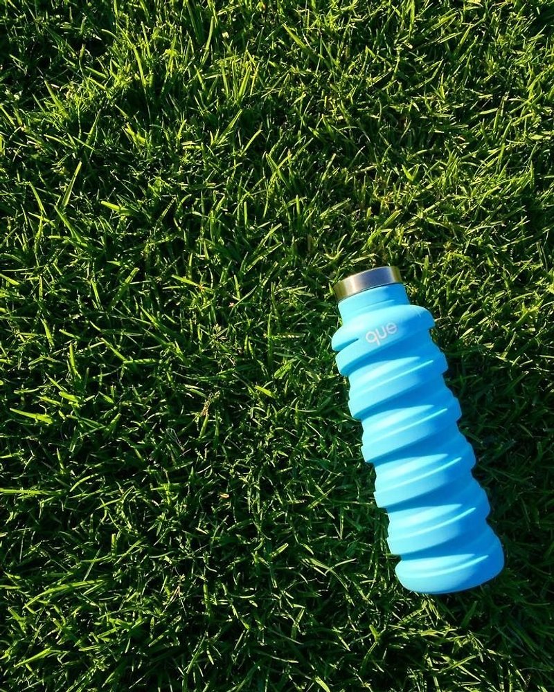 que 環保伸縮水瓶 藍色 355ml 食品級矽膠隨行杯