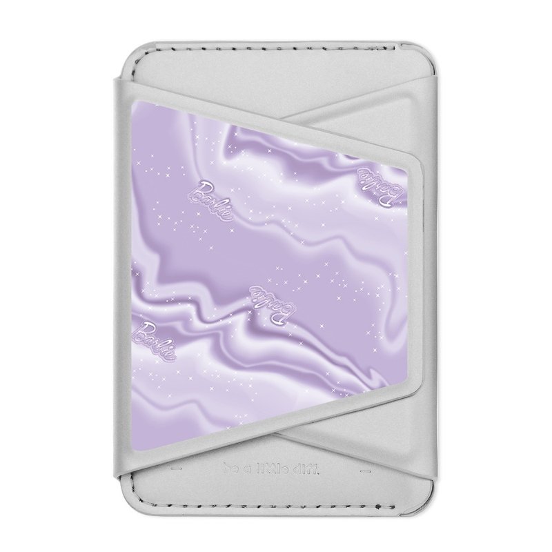 Riche MagSafe Barbie 紫色銀河 銀色款 支架磁吸卡包 小牛皮感 - 手機/平板支架 - 人造皮革 紫色
