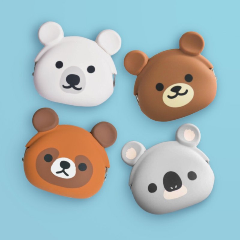 mimi POCHI Friends Polar Bear Tanuki Brown Bear Koala Shaped Silicone Mouth Gold Bag - Coin Purses - Silicone Brown