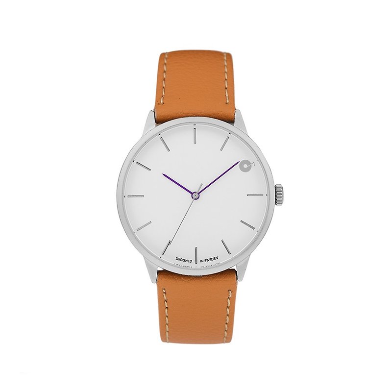 Chpo Brand Swedish Brand - CHPO X Loud Headphones Co-branded Silver White Dial Honey Brown Leather Watch (with a set of headphones included) - Men's & Unisex Watches - Faux Leather Brown