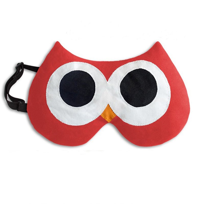 [Germany Leschi] Relieving fatigue hot/cold eye mask-owl shape (orange red) - Eye Masks - Cotton & Hemp Red