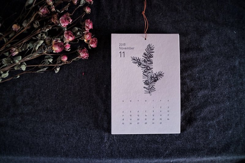 活版印刷製作，植物花朵插畫日曆，年曆，掛曆，，可記事，案前必備 - 年曆/桌曆 - 紙 