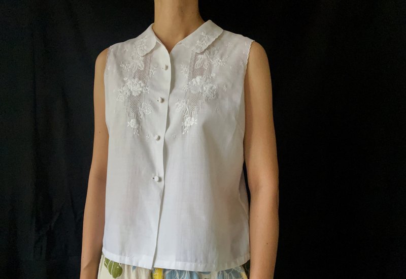 純手工刺繡古董無袖上衣 - 女上衣/長袖上衣 - 棉．麻 