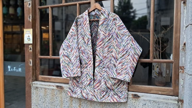 AMIN'S SHINY WORLD 彩色山脈滿版提花 KIMONO  ONLY系列 - 男夾克/外套 - 棉．麻 多色