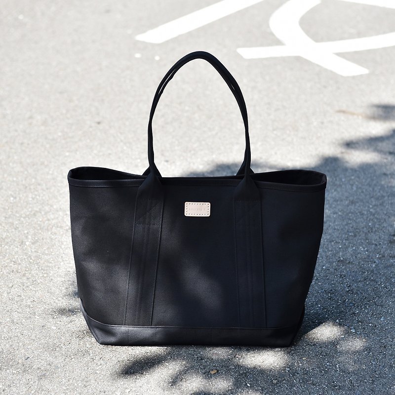 No Additive Tote Bag (Classic Black) - Handmade - กระเป๋าถือ - ผ้าฝ้าย/ผ้าลินิน สีดำ