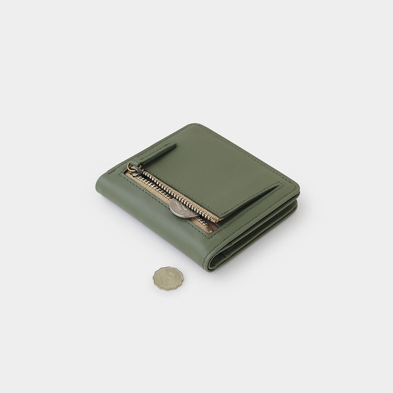 pinsel mini wallet : olive green - 長短皮夾/錢包 - 真皮 綠色