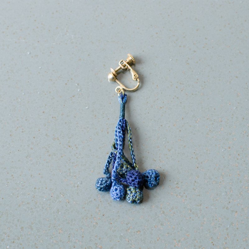 Lakeside crochet earring E. - Earrings & Clip-ons - Cotton & Hemp Blue