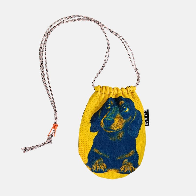 Pop Art Dachshund Drawstring Shoulder Bag - Messenger Bags & Sling Bags - Cotton & Hemp Yellow