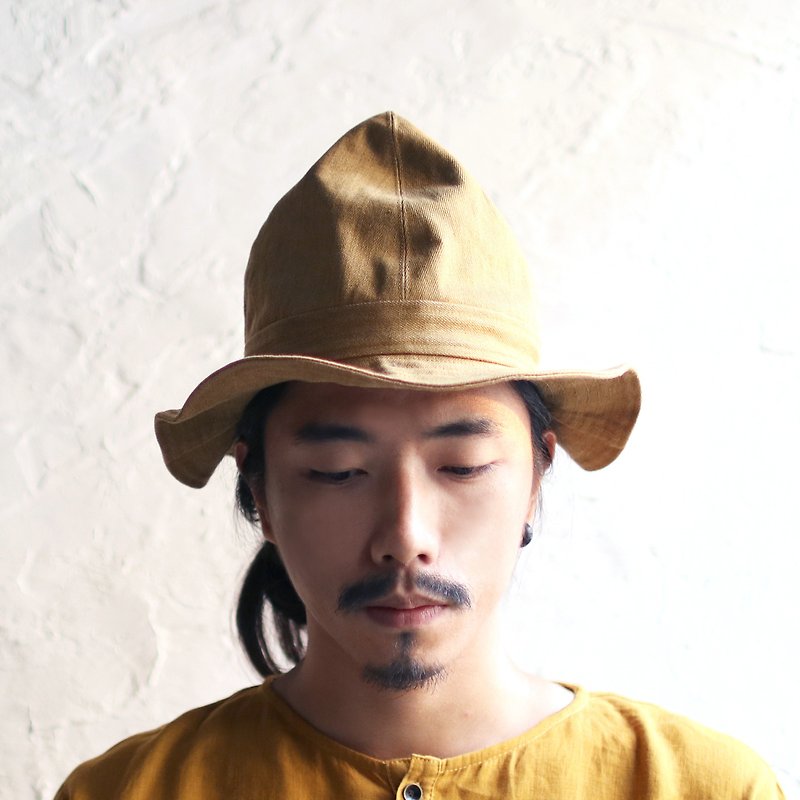 Omake Bio Hat - หมวก - ผ้าฝ้าย/ผ้าลินิน สีเหลือง