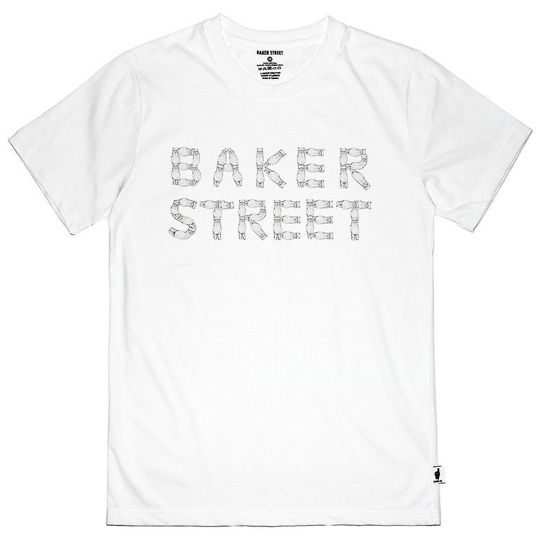 British Fashion Brand -Baker Street- Alpaca Fonts Printed T-shirt - Men's T-Shirts & Tops - Cotton & Hemp 