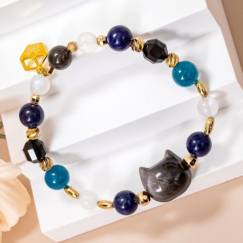 [Exclusive Customization] Egyptian Blue Cat| Silver Stone/Moonstone/Lapis Lazuli - Bracelets - Crystal Blue