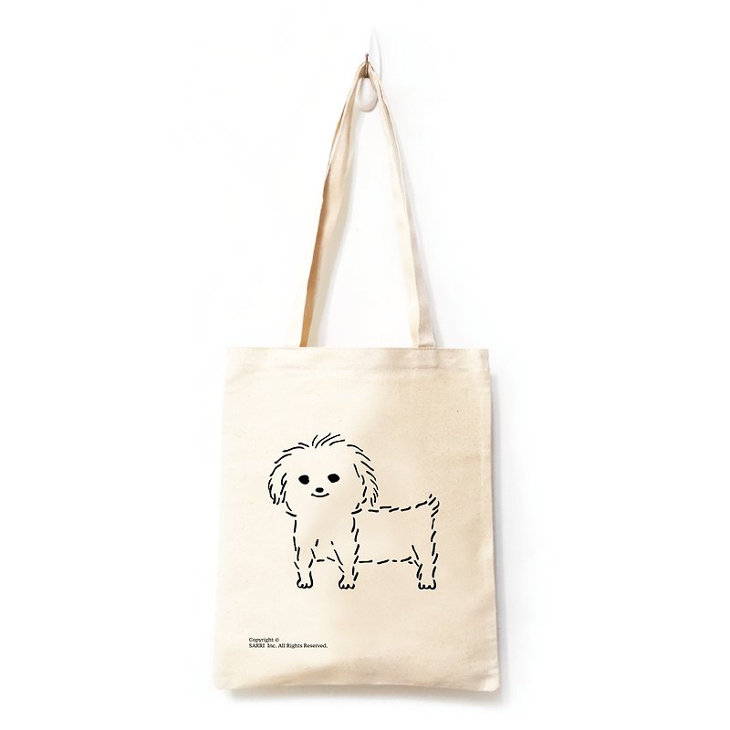 Small White Dog Maltese Dog Eco-Friendly Bag Beverage Bag Storage Bag Cosmetic Bag Canvas Bag Handbag - Handbags & Totes - Other Materials White