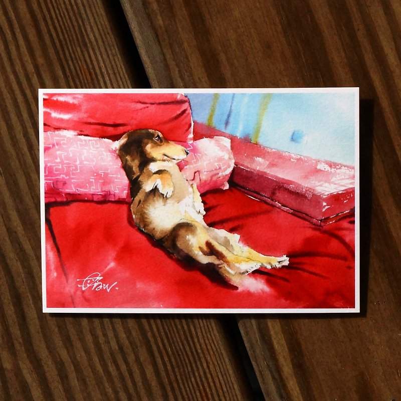 Watercolor painted hair boy series postcard - red ‧ naked - Cards & Postcards - Paper Red