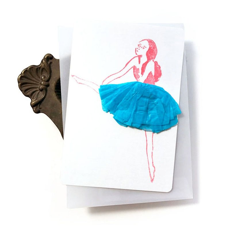 Ballerina card light blue skirt - การ์ด/โปสการ์ด - กระดาษ สีน้ำเงิน