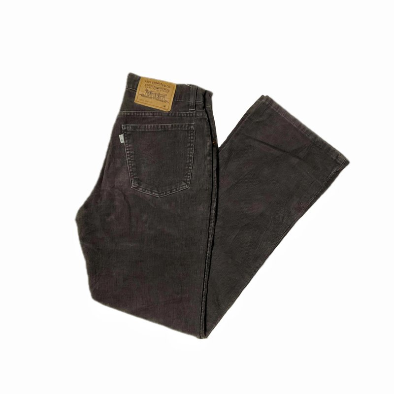 90s 古著 Levis 白標 917 深咖啡色燈芯絨長褲 - 女長褲 - 棉．麻 咖啡色