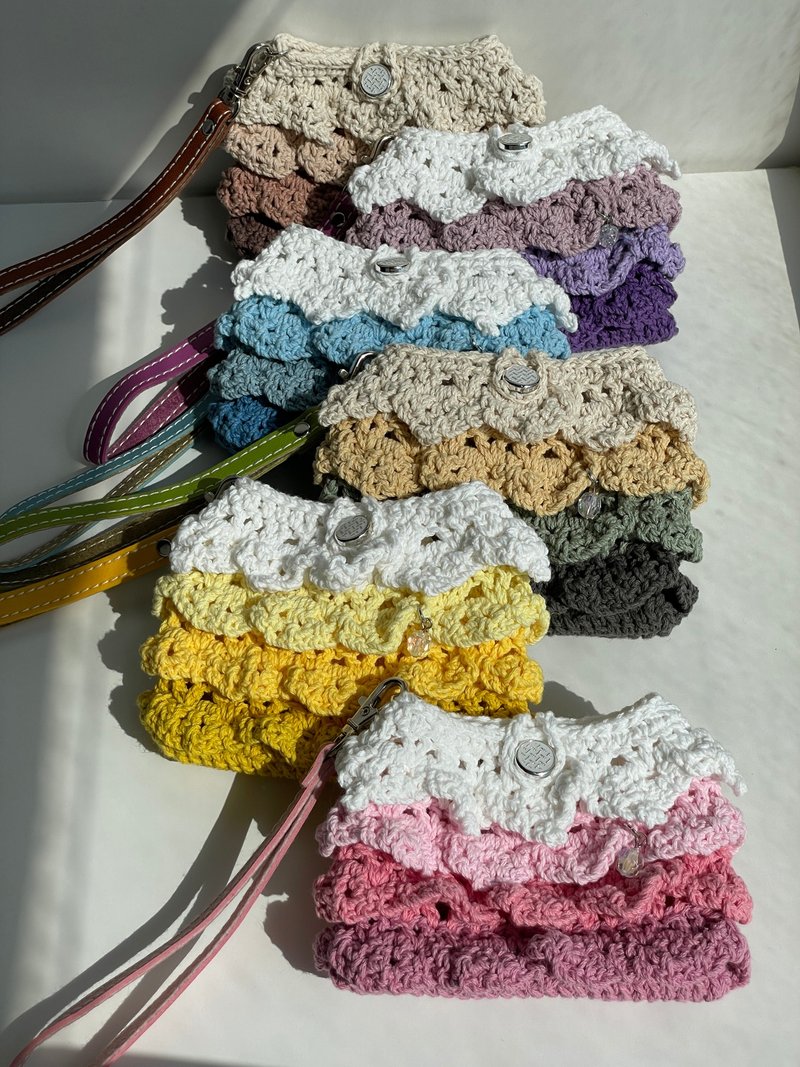 手編み ウェーブミニバッグ - コインケース・小銭入れ - コットン・麻 多色