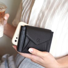 Daily (Black) : Mini wallet, short wallet, cow leather, Black