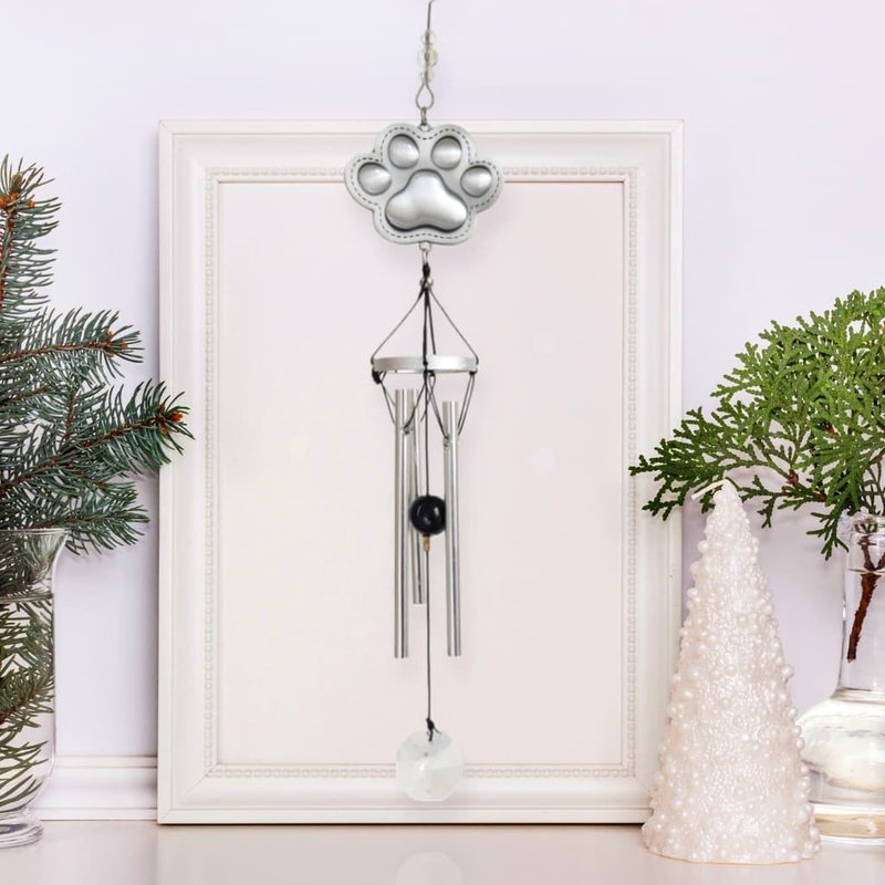 【Paw Series】Mini Wind Chime / Hanging Ornament / 3D Paw - ของวางตกแต่ง - อลูมิเนียมอัลลอยด์ สีเงิน