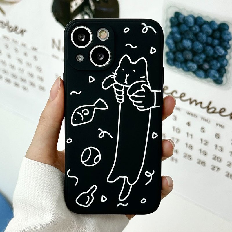 Mobile Phone Case, Multiple Models Support,Mozzarella cat Silicone Case - เคส/ซองมือถือ - ซิลิคอน สีดำ